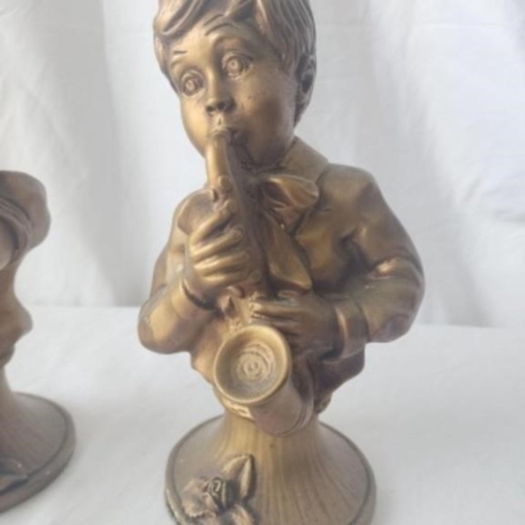 Vintage Set of 2 Boy Girl Music Theme Statues By J. Kendrick 1971 9.5 x 5 inches - Picture 7 of 12